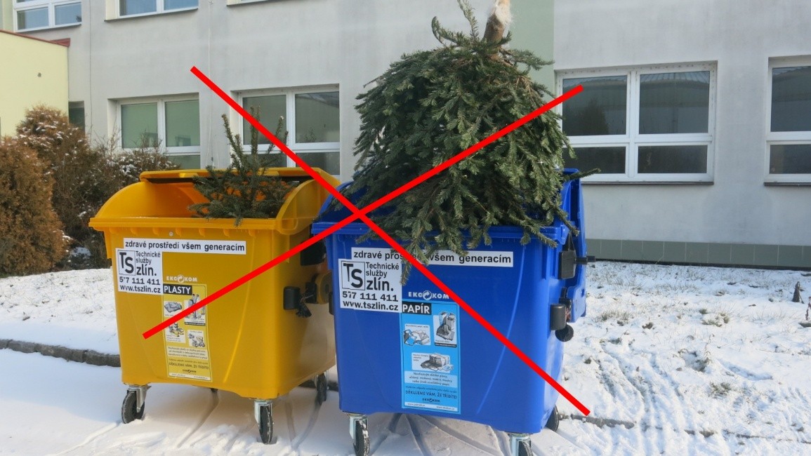 Příklad špatného vyhození vánočního stromku