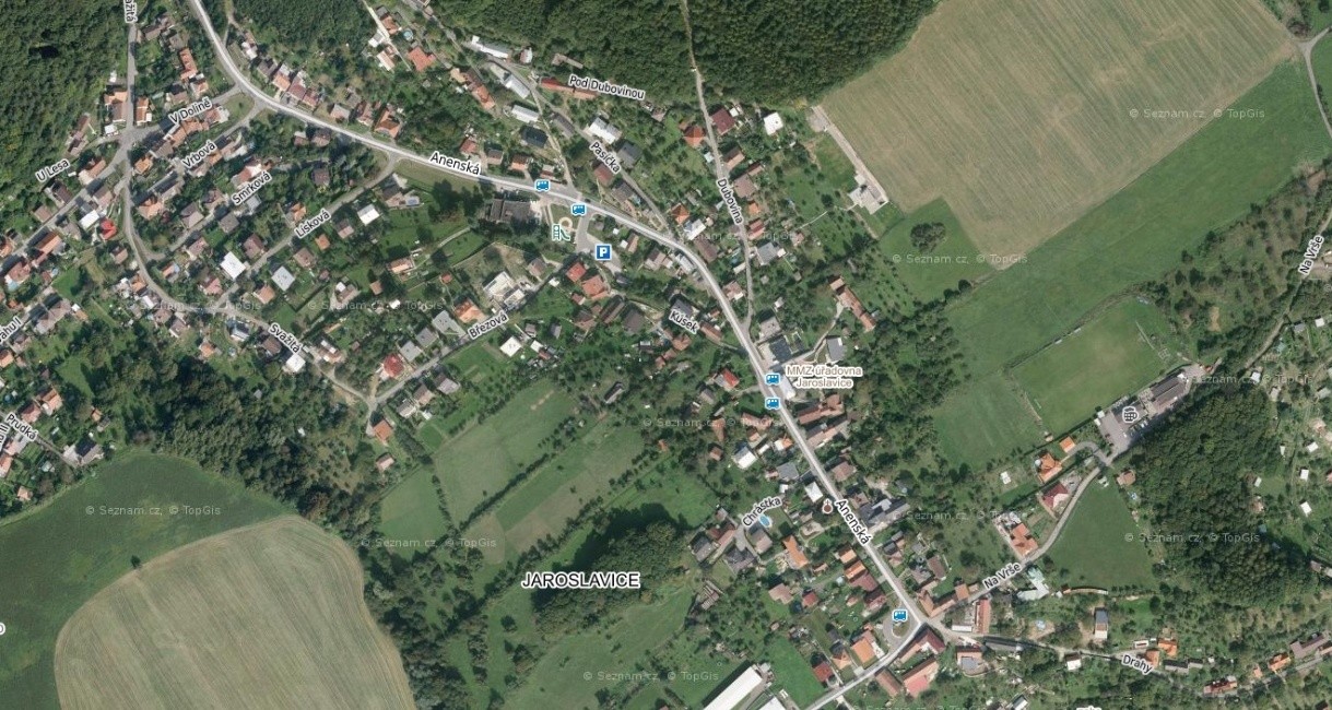 Letecký pohled na Jaroslavice